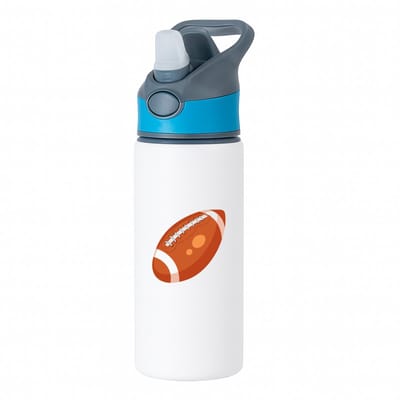 Hacebo® - Rugbybal waterfles met rietje blauw - Rugby - Rugbyers - American Football - sport - water fles - 650ML