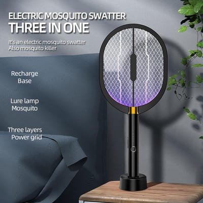 Lampe anti-moustiques électrique à lumière UV alimentée par USB 3000V CC pour le contrôle des moustiques, mouches, mites, insectes volants, tapette à mouches, piège Mosquito swatter