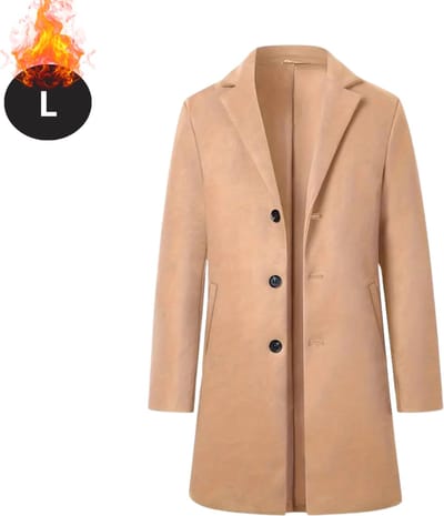 Livano Winterjas - Trenchcoat - Heren - Winter - Herfstjas - Volwassen - Stijlvol - Knopen - Kaki - L