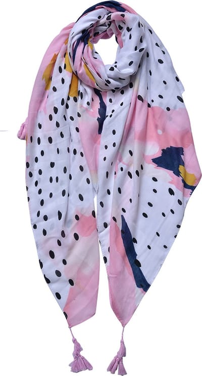 Juleeze Sjaal Dames Print 90x180 cm Roze Blauw Synthetisch