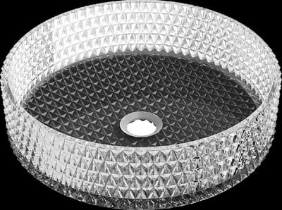 Mexen Aura glazen opzetwastafel 39 x 39 cm, transparant/zwart - 24013971