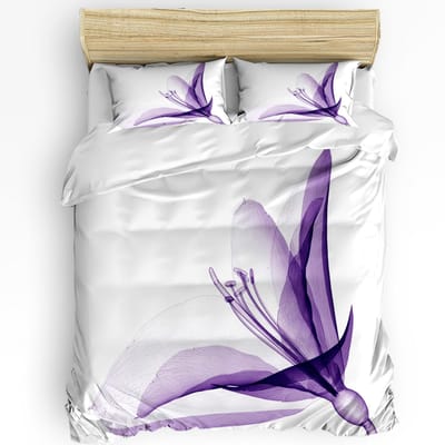 Paars Lavendel Groene Bladeren Plant Bloem Dekbedovertrek Bed Beddengoed Set Huis Quilt Overtrek Kussenslopen Slaapkamer Beddengoed Set Geen Laken EU King(240x220cm)