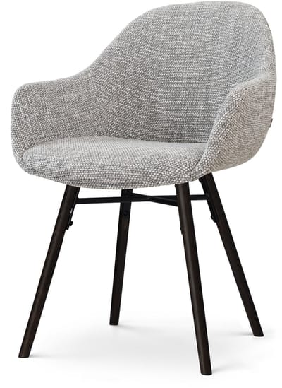 Nolon Nena-Mae Eetkamerstoel Grijs Blend - Zwart Houten Onderstel - Armstoel - Comfortabel - Stoffen - Elegant