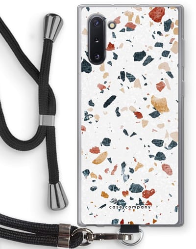 Case Company® - Hoesje met koord geschikt voor Samsung Galaxy Note 10 hoesje met Koord - Terrazzo N°4 - Telefoonhoesje met Zwart Koord - Bescherming aan alle Kanten en Over de Schermrand