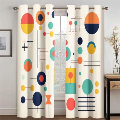 Moderne Minimalistische Stijl Geometrisch Kleur Lijn Patroon Gordijnen Kinderkamer Woonkamer Slaapkamer Keuken Balkon Decor 2 Panelen 50W130H(CM)X2PCS&Hook