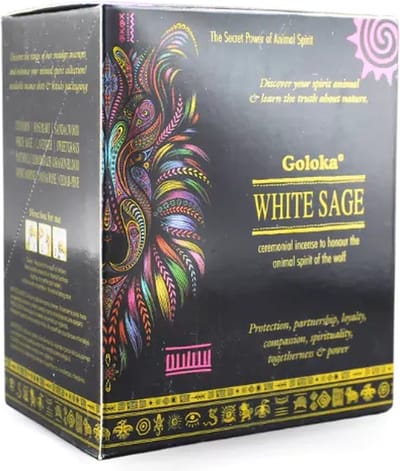 Goloka - White Sage - Wierook - Witte salie - Harswierookstokjes - 12 doosjes