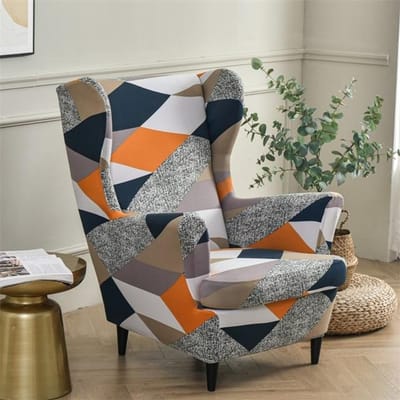 Geometry Wing Chair Cover Stretch Fauteuilhoezen Nordic Verwijderbare Relax Sofa Hoezen Bedrukte Hellende King Back Stoelhoes