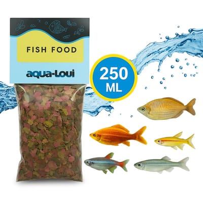 Aqua-Loui® - Tropisch Visvoer - Aquarium Vlokken - Vlokkenvoer (Flakes) - Siervissen - Compleet Hoofdvoer - Geschikt voor Alle Tropische Aquariumvissen - 250 ml
