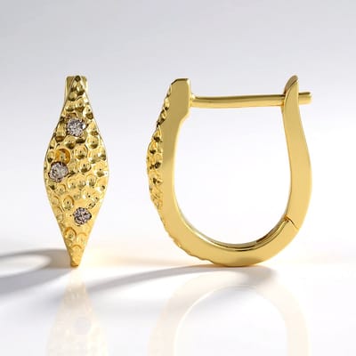 Cavill - 925 Sterling Zilver Vergulde Oorbellen - 6x 0.05 ct I2 Champagne Diamanten Ronde Briljant - Filigraan Elegant Design - Stevige Haaksluiting