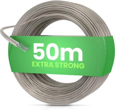 Dailygoods- Waslijn 50m Extra Sterk - Waslijn Uittrekbaar - Waslijn met Stalen Kern - Vervangingslijn voor Droogmolen - Duurzaam - Efficiënt Ophangen - Waslijn Touw