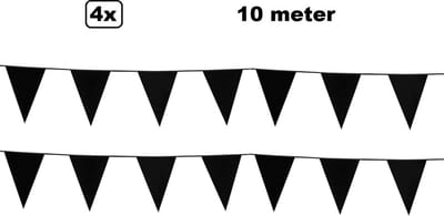 4x vlaggenlijn zwart 10 meter - Festival thema feest party verjaardag gala jubileum