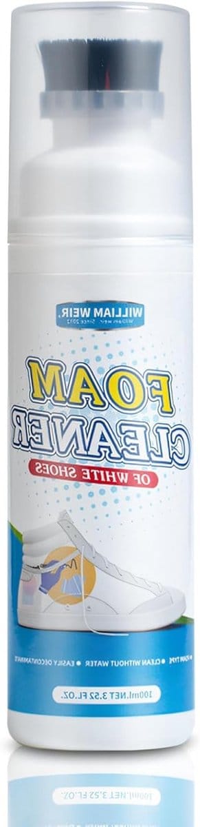 Sneakerreiniger 100 ml met 360° borstel, effectieve schoenverzorging voor witte sneakers, suède en sport schoenen, ideaal voor onderweg en optimale reiniging