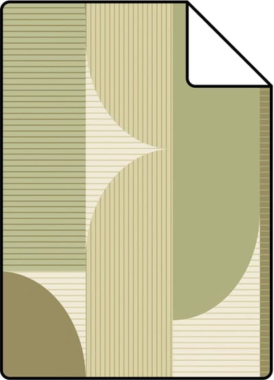 Proefstaal ESTAhome behang geometrische vormen vergrijsd olijfgroen - 26.5 x 21 cm - 131059-S