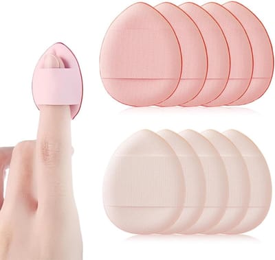 Mini Soffietti voor Make-up: 10 Stuks Triangulaire Sponsjes voor Poeder, Fondotint en Corretor in Wit en Roze (3x4 cm)