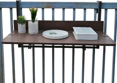 Balkon Tafel - Hangende Bar - Buiten Ontspannen - Verstelbaar Hoogte - 60 x 37 cm - Bruin
