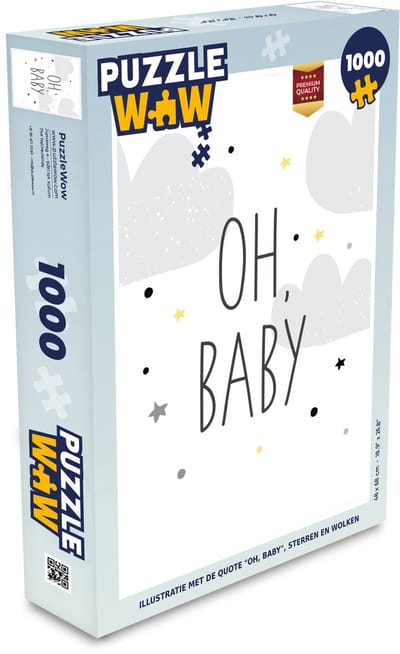 Puzzel Illustratie met de quote "Oh, baby", sterren en wolken - Legpuzzel - Puzzel 1000 stukjes volwassenen