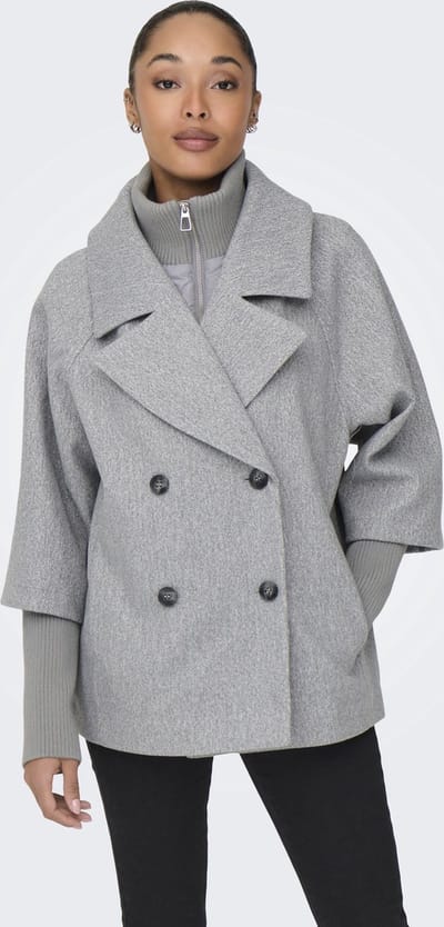 Jacqueline de Yong Jas Jdyhannah Short Jacket Otw Hab 15337889 Medium Grey Melange Dames Maat - XXL