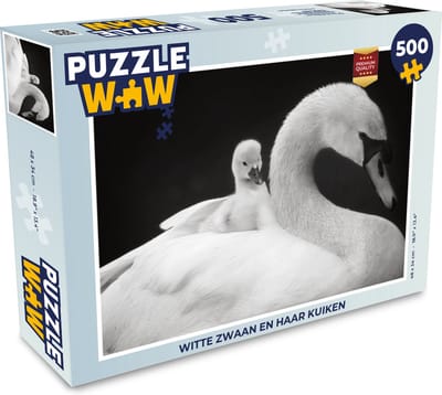 Puzzel Witte zwaan en haar kuiken - Legpuzzel - Puzzel 500 stukjes