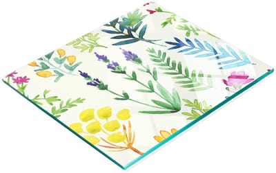 Keukenplank van gehard glas met decoratief bloemenpatroon, 60x52 cm