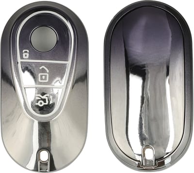 kwmobile autosleutel hoesje geschikt voor Mercedes Benz 3-knops autosleutel smart hoes - TPU autosleutel behuizing - Beschermende auto sleutel case - Sleuteletui in donkergrijs / zilver