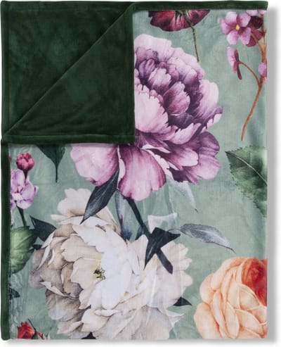 Luxe Bloemenprint Plaid 130x160 cm - Groen - Polyester - Voor 1 Persoon - Descanso
