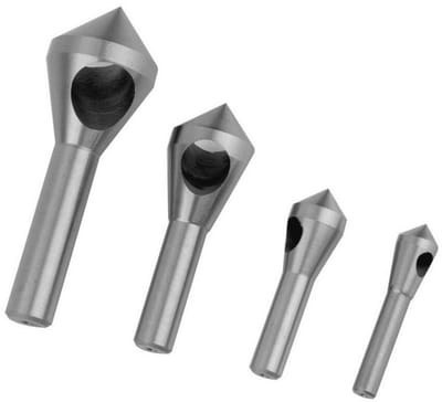 Verzinkboor Set met 4 Stuks voor Hout, Staal, Aluminium en PVC – Conische Afschuining en Ontbramen Boren