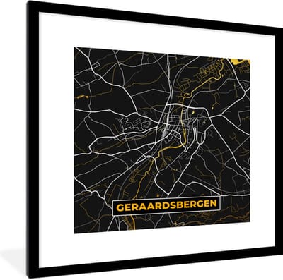 Fotolijst incl. Poster - Goud - Stadskaart - Geraardsbergen - Plattegrond - Kaart - 40x40 cm - Posterlijst