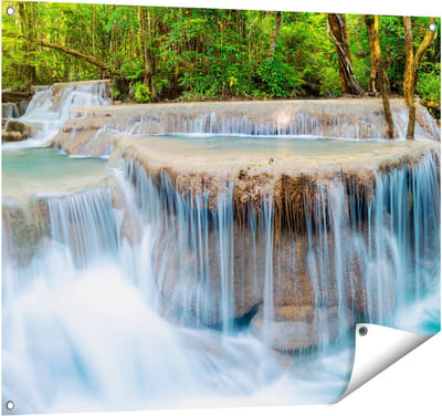 Gards Tuinposter Waterval in het Bos in Thailand - 100x80 cm - Tuindoek - Tuindecoratie - Wanddecoratie buiten - Tuinschilderij