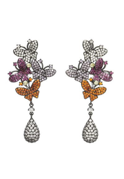 AVANT-GARDE PARIS Diva Butterfly Drop Earrings - Multicolor 2.5cm X 5.5cm - Rhodium Plated - Speelse en kleurrijke stijl