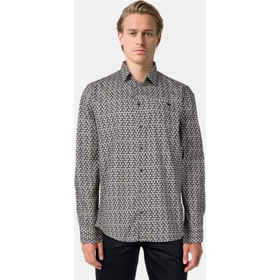No Excess Shirt Stretch Allover Printed Smoke Größe: M | Casual hemden Outlet | Herren