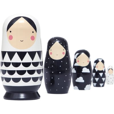 Petit Monkey nesting dolls zwart wit