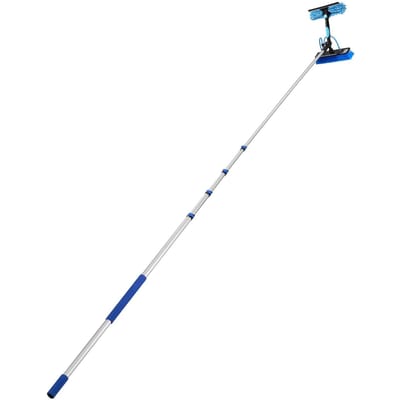 Kit de nettoyage de panneaux solaires, 7,365 m, Kit de perche à alimentation en eau avec brosse de nettoyage, Distributeur de savon, Perche télescopique en aluminium extensible, Brosse rotative à 180°