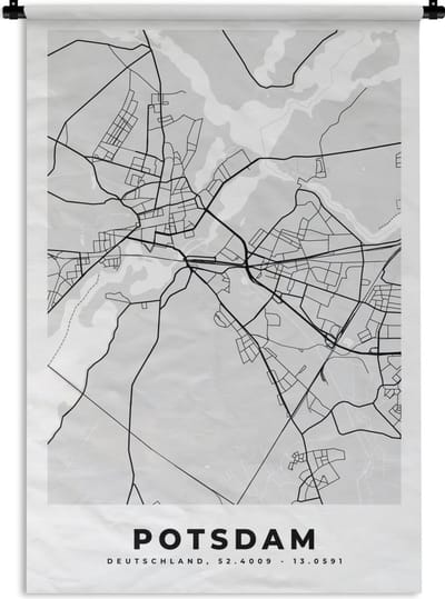 Wandkleed - Wanddoek - Potsdam - Kaart - Stadskaart - Plattegrond - Duitsland - 120x180 cm - Wandtapijt