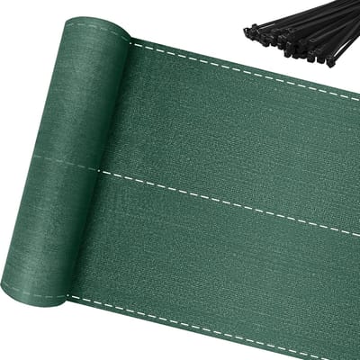 10m Lang Groen Windnet voor Buiten, 100cm Hoog Tuininkijkbescherming, Hekscherm van 150g/m² HDPE-Weefsel, UV-Gestabiliseerd en Weerbestendig Schaduwnet met Gaten en Kabelbinders (totale 10m²), NAIZY