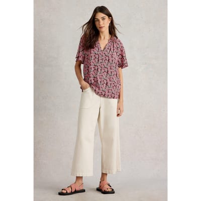 White Stuff Sophia Crinkle Top Pink Print Maat: 22 | Blouses Outlet | Dames | Bruin