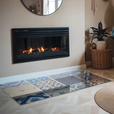 Coloray Vloerplaat Houtkachel - Plaat voor Onder Houtkachel - 140 cm x 70 cm - Open Haard Accessoires - Blauw Vloerplaat Kachel - Plaat Kachel - Plaat onder Houtkachel - Kachel Onderplaat - Onderplaat