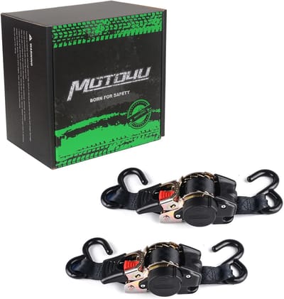 Retractable Rattling Strap-Down Belts voor Motorboot en Trailer - 1" x 6" - Dubbele S-Haken - 500lbs Capaciteit