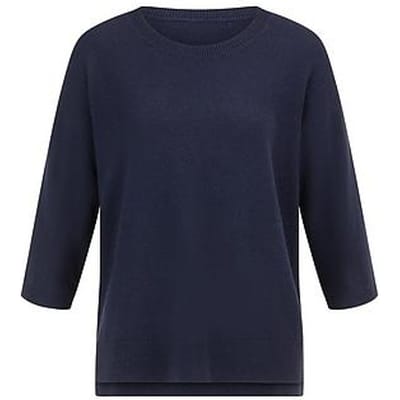 Ronde hals trui kasjmier Van Peter Hahn blauw