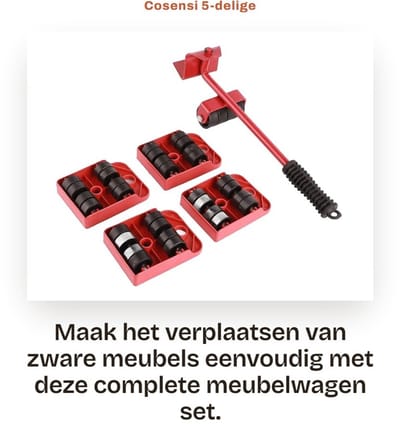 Dailygoods- Meubelwagen 5-delig - Meubelverhuizer met Wielen - Meubellifterset - 200 Kg Laadvermogen - Verplaatsingstool - Stevige Structuur - Verhuizers