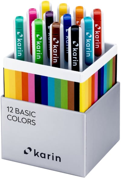 Karin Realbrush PRO Aquarelmarkers Set 12 kleuren Basic Colors