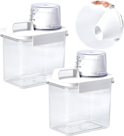 2 stuks 1100ML Opbergcontainers voor Waspoeder - Ideaal voor Wasmiddel, Organisatie en Huishoudelijk Gebruik