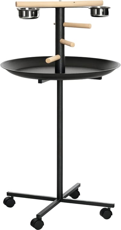 PawHut Vogelstandaard - Staal - 60x60x111cm - Grijs