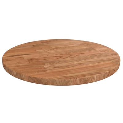 vidaXL - Tafelblad - rond - Ø30x1,5 - cm - bewerkt - massief - eikenhout - lichtbruin