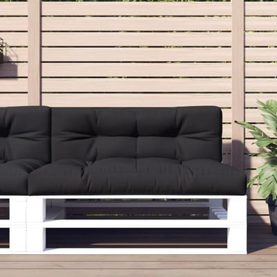 Palletkussen 2-delig - Zitkussen Tuinbank - Buiten Zitten - Waterdicht Polyester - 120 x 80 x 12 cm - Zwart