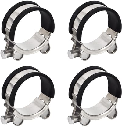 Dailygoods- Slangklemmen Heavy-Duty - 304 Roestvrij Staal - Verstelbare Klemmen - Rubber Voering - Lekvrije Afdichting - 4 Stuks - Buisbevestiging