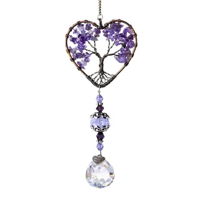 Edelstenen Suncatcher Kristal Hanger - Paarse Raamdecoratie - Amethist Stijl Zonvanger - Hanger voor Thuis, Slaapkamer & Woonkamer - Creëert Prachtige Lichtreflecties - Perfect Spiritueel Cadeau - Decoratieve Kristallen Raamhanger