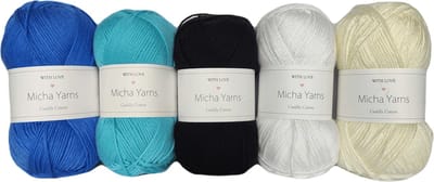 Bollen Bundel - 80% katoen 20% acryl breiwol - 5 bollen haakgaren – 5 x 100gram - Ocean (014) – Cuddly Cotton - Micha Yarns
