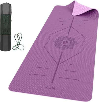 Dikke Yogamat 6 mm met Uitlijningslijnen en Antislipoppervlak, Ideaal voor Yoga, Pilates of Fitness