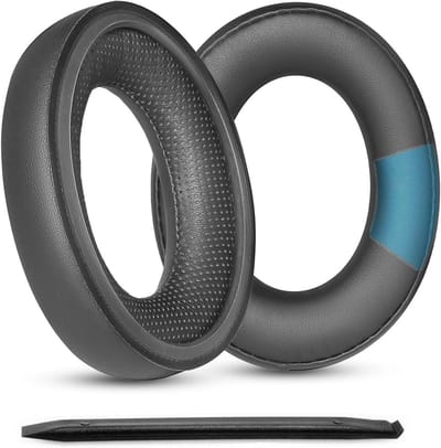 Vervangende Oorkussens voor Sennheiser Hoofdtelefoons - Geschikt voor HD598, HD560S, HD599, HD620S, Zacht en Duurzaam met Echte Leer (Zwart)