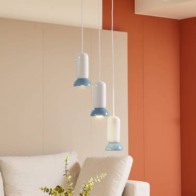 Lindby - hanglamp - 3lichts - Keramiek - H: 21.5 cm - GU10 - wit, blauw